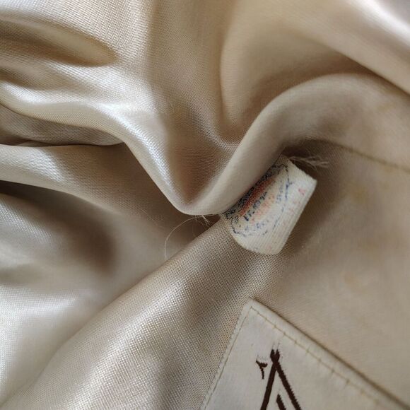 Vtg D'Esprit Dubrowsky Perlbinder Faux Fur Coat Beige Boho Union Made S/M - Picture 9 of 9